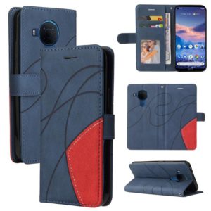 For Nokia 3.4 / 5.4 Dual-color Splicing Horizontal Flip PU Leather Case with Holder & Card Slots & Wallet(Blue) (OEM)