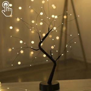 48 LEDs Black Tree Copper Wire Table Lamp Creative Decoration Touch Control Night Light (Warm White Light) (OEM)
