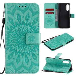 For OPPO Reno3 Pro 4G Sun Embossing Pattern Horizontal Flip Leather Case with Card Slot & Holder & Wallet & Lanyard(Green) (OEM)
