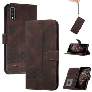 For LG K22 Cubic Skin Feel Flip Leather Phone Case(Dark Brown) (OEM)