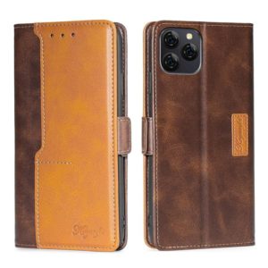 For Blackview A95 Contrast Color Side Buckle Leather Phone Case(Dark Brown + Gold) (OEM)