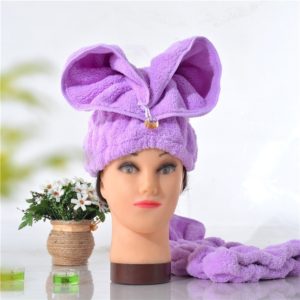 Microfiber Solid Hair Turban Quickly Dry Hair Hat Wrapped Towel(Purple) (OEM)