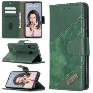 For Huawei P30 Lite Matching Color Crocodile Texture Horizontal Flip PU Leather Case with Holder & Card Slots & Wallet(Green) (OEM)