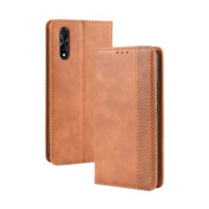 Magnetic Buckle Retro Crazy Horse Texture Horizontal Flip Leather Case for vivo iQOO Neo/S1/Y7S/Z5,with Holder & Card Slots & Photo Frame(Brown) (OEM)