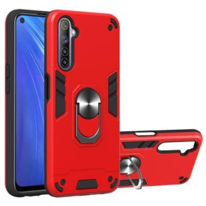 For OPPO Realme 6 2 in 1 Armour Series PC + TPU Protective Case with Ring Holder(Red) (OEM)