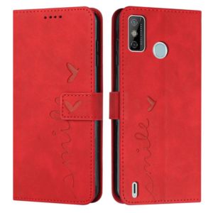 For Tecno Spark 6 Go/Spark Go 2020 Skin Feel Heart Pattern Leather Phone Case(Red) (OEM)