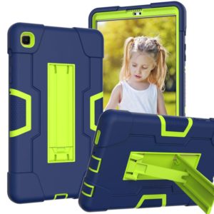 For Samsung Galaxy Tab A7 10.4 (2020) Contrast Color Robot Shockproof Silicone + PC Protective Case with Holder(Navy Blue + Yellow Green) (OEM)