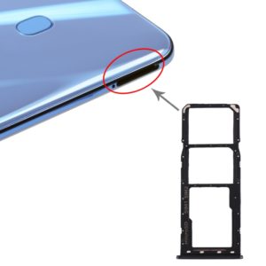 For Galaxy A20 A30 A50 SIM Card Tray + SIM Card Tray + Micro SD Card Tray (Black) (OEM)