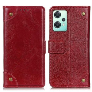 For OnePlus CE 2 Lite 5G Copper Buckle Nappa Texture Leather Phone Case(Wine Red) (OEM)
