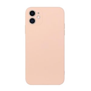 For iPhone 12 Straight Edge Solid Color TPU Shockproof Case(Light Pink) (OEM)