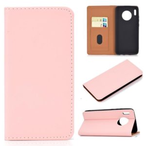 For Huawei Mate 30 Solid Color Magnetic Horizontal Flip Leather Case with Card Slot & Holder(Pink) (OEM)