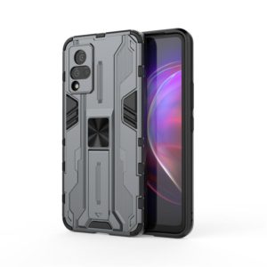 For vivo V21 Supersonic PC + TPU Shock-proof Protective Case with Holder(Grey) (OEM)