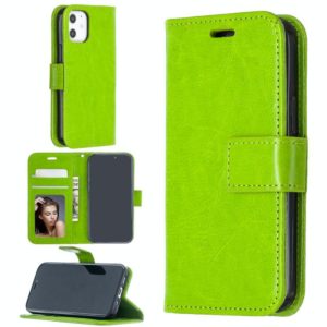 For iPhone 12 mini Crazy Horse Texture Horizontal Flip Leather Case with Holder & Card Slots & Wallet & Photo Frame(Green) (OEM)