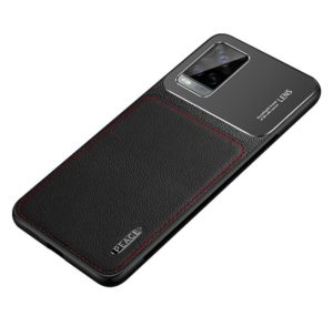 For vivo S7 Frosted Metal + Leather Texture Protective Case(Black) (OEM)