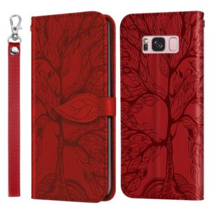 For Samsung Galaxy S8+ Life of Tree Embossing Pattern Horizontal Flip Leather Case with Holder & Card Slot & Wallet & Photo Frame & Lanyard(Red) (OEM)