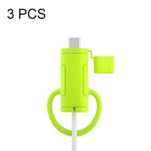 3 PCS Soft Washable Data Cable Silicone Case For Apple, Spec: Type-C (Mustard Green) (OEM)