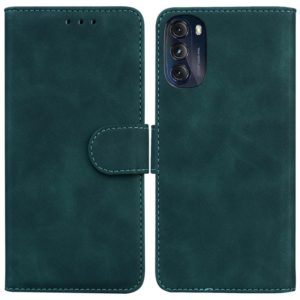 For Motorola Moto G 2022 Skin Feel Pure Color Flip Leather Phone Case(Green) (OEM)