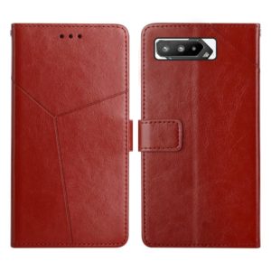 For Asus ROG Phone 5 Y Stitching Horizontal Flip Leather Phone Case(Brown) (OEM)