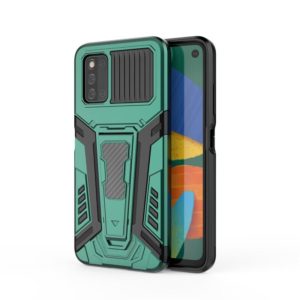 For Samsung Galaxy F52 5G War Chariot Series Armor All-inclusive Shockproof PC + TPU Protective Case with Invisible Holder(Green) (OEM)