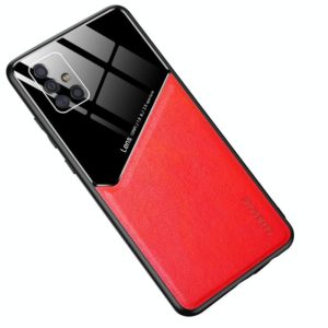 For Samsung Galaxy A51 4G All-inclusive Leather + Organic Glass Phone Case with Metal Iron Sheet(Red) (OEM)