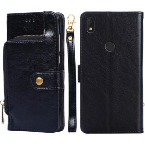 For alcatel Axel/Lumos Zipper Bag Leather Phone Case(Black) (OEM)
