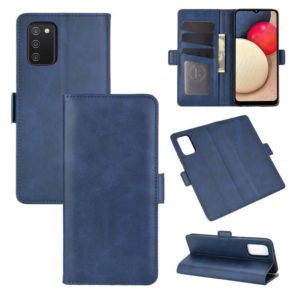 For Samsung Galaxy A02s (EU Version) Dual-side Magnetic Buckle Horizontal Flip Leather Case with Holder & Card Slots & Wallet(Dark Blue) (OEM)