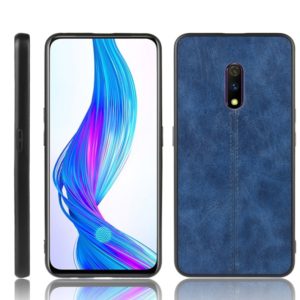 For Oppo Realme X Shockproof Sewing Cow Pattern Skin PC + PU + TPU Case(Blue) (OEM)