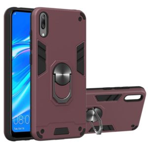 For Huawei Y7 Pro (2019) 2 in 1 Armour Series PC + TPU Protective Case with Ring Holder(Wine Red) (OEM)