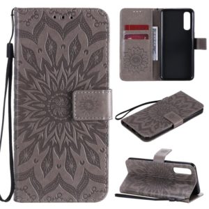 For OPPO Reno3 Pro 4G Sun Embossing Pattern Horizontal Flip Leather Case with Card Slot & Holder & Wallet & Lanyard(Grey) (OEM)