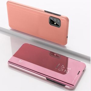 For Samsung Galaxy M40s Plated Mirror Horizontal Flip Leather Case with Holder(Rose Gold) (OEM)