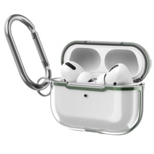 DDEHY668 Electroplated Transparent Silicone + PC Protective Cover For AirPods Pro(Transparent + Green) (OEM)