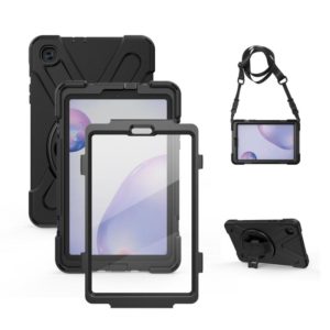 For Samsung Galaxy Tab A 8.4 2020 T307U Shockproof Colorful Silicone + PC Protective Case with Holder & Shoulder Strap & Hand Strap & Screen Protector(Black) (OEM)