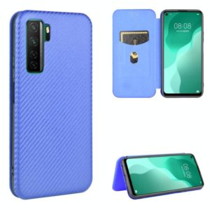 For Huawei nova 7 SE / P40 Lite 5G Carbon Fiber Texture Horizontal Flip TPU + PC + PU Leather Case with Card Slot(Blue) (OEM)