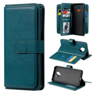 For Xiaomi Redmi Note 9S Multifunctional Magnetic Copper Buckle Horizontal Flip Solid Color Leather Case with 10 Card Slots & Wallet & Holder & Photo Frame(Dark Green) (OEM)