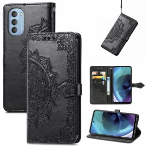 For Motorola Moto G51 Mandala Flower Embossed Flip Leather Phone Case(Black) (OEM)