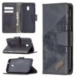 For Nokia C1 Plus Matching Color Crocodile Texture Horizontal Flip PU Leather Case with Wallet & Holder & Card Slots(Black) (OEM)