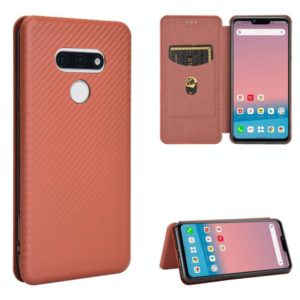 For LG Style 3 L-41 Carbon Fiber Texture Horizontal Flip TPU + PC + PU Leather Case with Card Slot(Brown) (OEM)