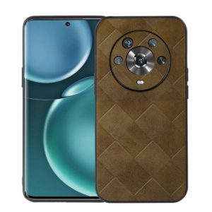 For Honor Magic4 Weave Plaid PU Phone Case(Green) (OEM)