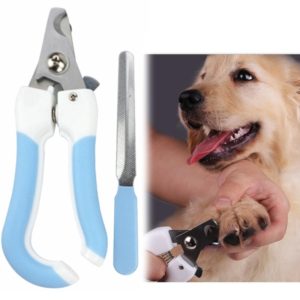 Two-piece Pet Toe Stainless Steel Cat and Dog Nail Clipper Filee, Size:L(Blue) (OEM)
