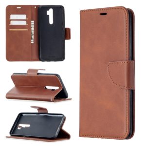 For Oppo A5 (2020) / A9 (2020) Retro Lambskin Texture Pure Color Horizontal Flip PU Leather Case with Holder & Card Slots & Wallet & Lanyard(Brown) (OEM)