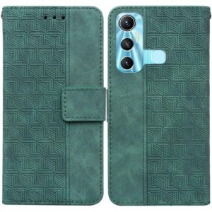 For Infinix Hot 11 X662 Geometric Embossed Leather Phone Case(Green) (OEM)