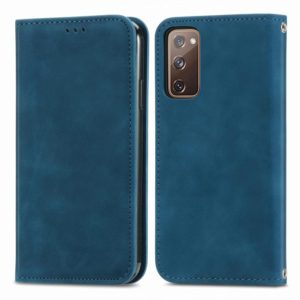 Retro Skin Feel Business Magnetic Horizontal Flip Leather Case With Holder & Card Slots & Wallet & Photo Frame For Samsung Galaxy S20 FE(Blue) (OEM)