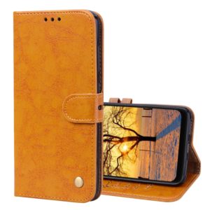 Business Style Oil Wax Texture Horizontal Flip Leather Case for Xiaomi Pocophone F1 , with Holder & Card Slots & Wallet (Yellow) (OEM)