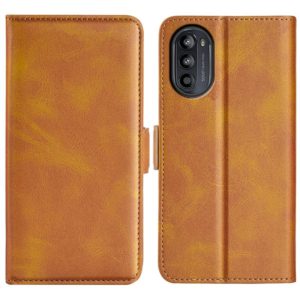 For Motorola Moto G52j 5G Dual-side Magnetic Buckle Flip Leather Phone Case(Yellow) (OEM)