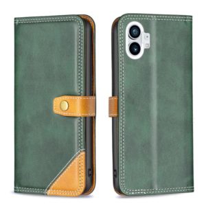 For Nothing Phone 1 Color Matching Double Sewing Thread Leather Phone Case(Green) (OEM)