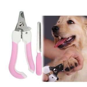 Two-piece Pet Toe Stainless Steel Cat and Dog Nail Clipper Filee, Size:S(Pink) (OEM)