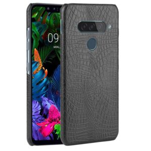 For LG G8S ThinQ Shockproof Crocodile Texture PC + PU Case(Black) (OEM)