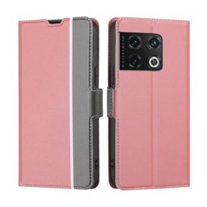 For OnePlus 10 Pro 5G Twill Texture Side Button Leather Phone Case(Pink) (OEM)