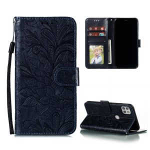 For Motorola Moto G 5G Lace Flower Embossing Pattern Horizontal Flip Leather Case with Holder & Card Slots & Wallet & Photo Frame(Dark Blue) (OEM)