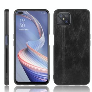 For Oppo Reno4 Z 5G/A92S Shockproof Sewing Cow Pattern Skin PC + PU + TPU Case(Black) (OEM)